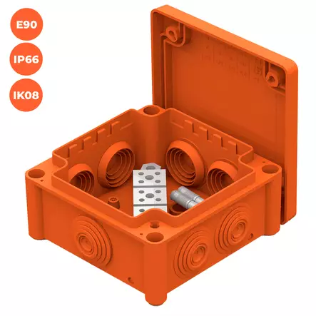 Jakorasia E90 IP66 116x116x60 mm oranssi - Jako- ja kytkentärasiat - 87820 - 1