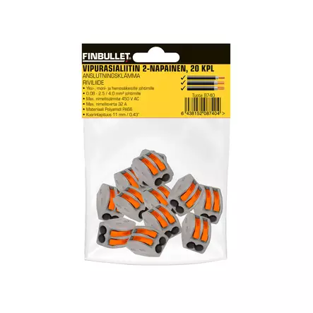 Push wire terminal 2-pin 20 pcs - Rasialiittimet - 8740 - 2