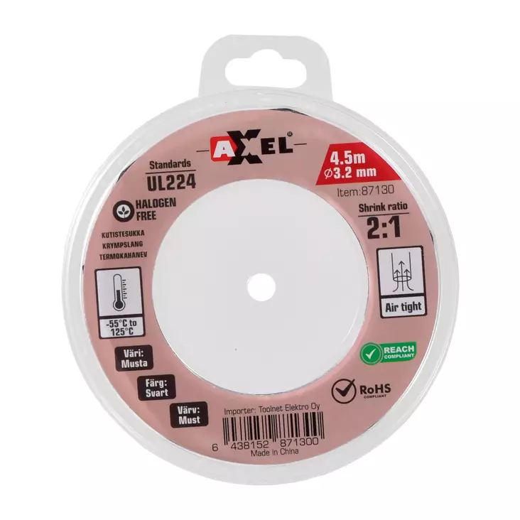 Axxel kutistesukka 4.5 m / 3.2 mm / 2:1 - Kutistesukat - 87130 - 1
