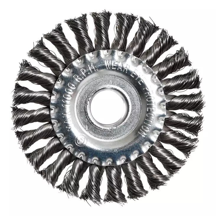 Twisted knot weel brush 125 mm 22,2 mm 0,5 mm - Teräs-, messinki- ja nylonharjat - 12800 - 1