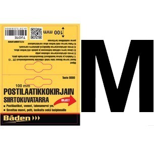 Tarrakirjain M,100mm - Självhäftande siffror och bokstäver - 8850 - 1