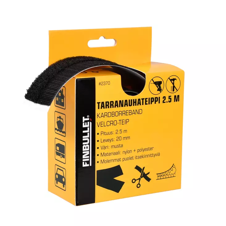 Tarranauhateippi 2.5m 20mm Musta - Teipit - 2370 - 1