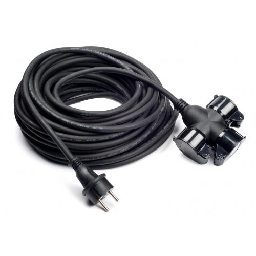 Extension cord 3 socke 20 m IP44 H05RR-f 3x1,5 mm rubber cable - Jatkojohdot - 8511 - 1