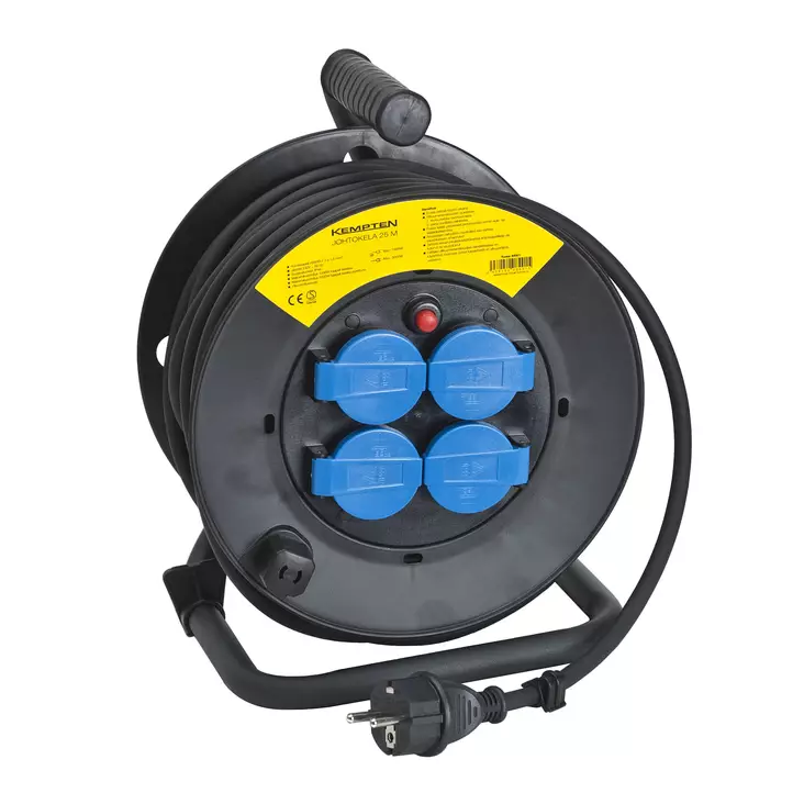 Kablevinda 25M 4xSCHUKO HO5RR-F 3x1.5 mm IP44 16A 250V - Kabelvindor - 8491 - 1