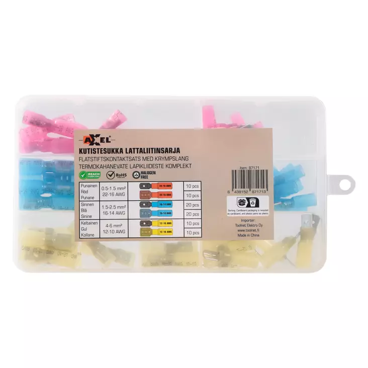 Axxel kutistesukka lattaliitinsarja 80-osainen - Rasialiittimet - 87171 - 1