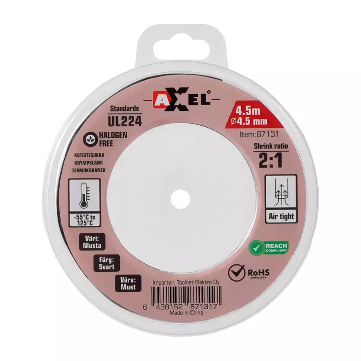 Axxel kutistesukka 4.5 m / 4.5 mm / 2:1 - Kutistesukat - 87131 - 1