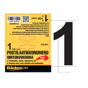 Självhäftande nummer 1, 100 mm - Självhäftande siffror och bokstäver - 8871 - 1