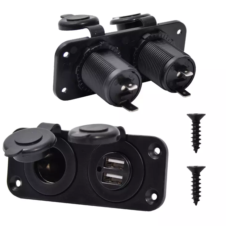 Cigarettändaruttag 2xUSB - USB-kontakter, laddare och tillbehör - 8282 - 1