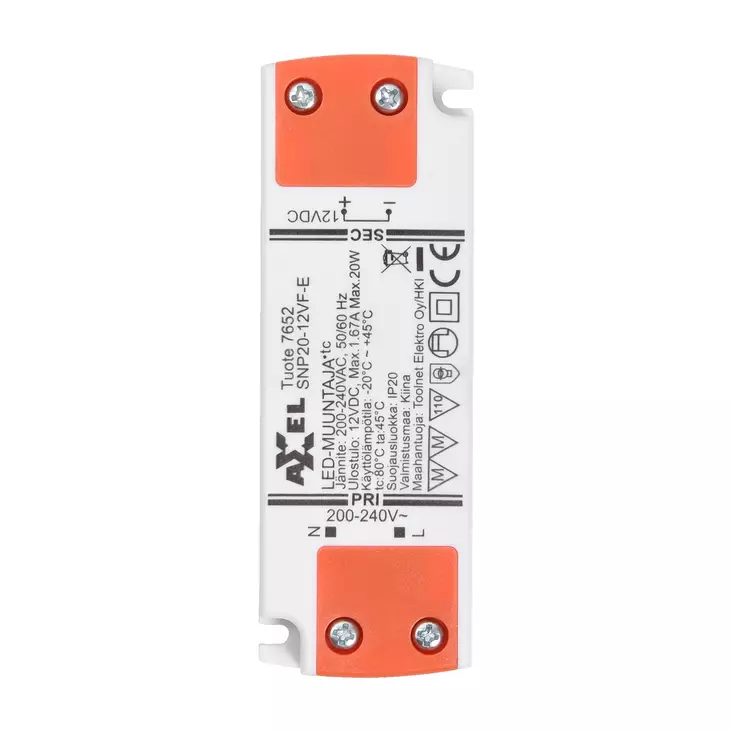 LED-transformator 20 W 12VDC 220-240V - LED-transformatorer - 7652 - 1
