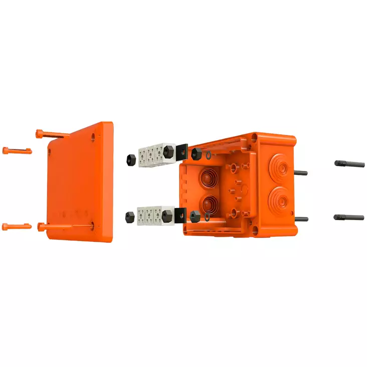 Jakorasia E90 IP66 166x216x90 mm oranssi - Jako- ja kytkentärasiat - 87822 - 1