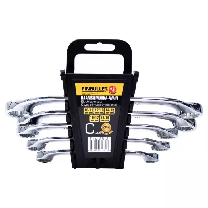 C- Wrench set 5 pcs CRV 10/11--18/19 mm - Kiintolenkkiavaimet ja -sarjat - 2812 - 1