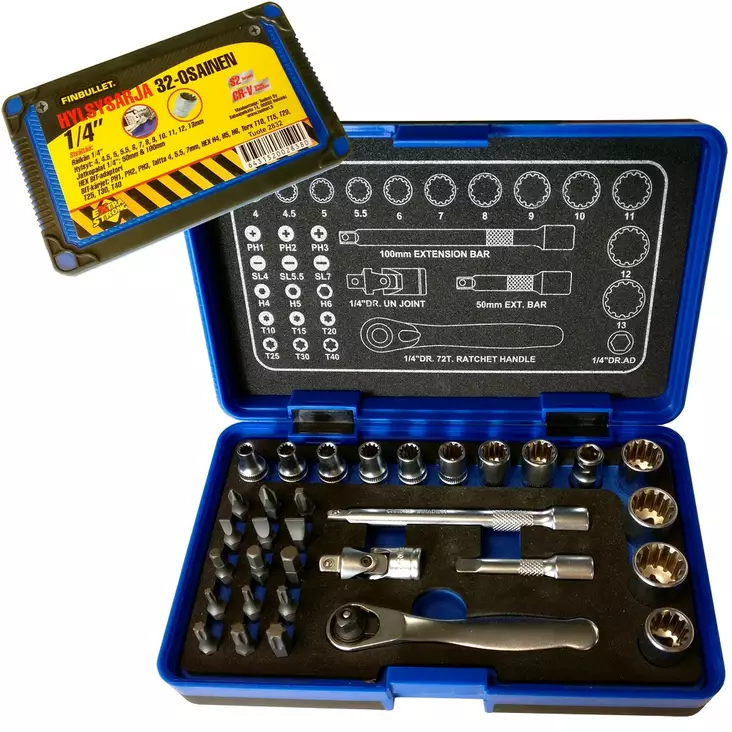 Finbullet Hylsysarja 1/4" 60T 36-os - Hylsy- ja työkalusarjat - 2832 - 1