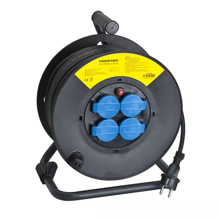 Cablereel 50 m 4xSCHUKO HO5RR-F 3x1.5 mm IP44 16A 250V - Jatkojohtokelat - 8492 - 1