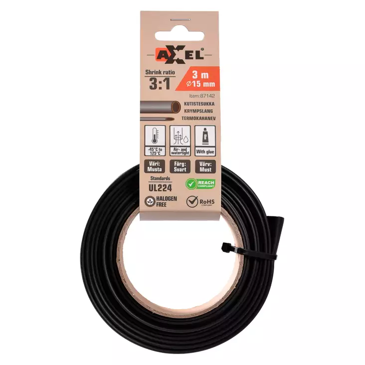 Axxel kutistesukka liimalla 3 m / 15 mm / 3:1 - Kutistesukat - 87142 - 1