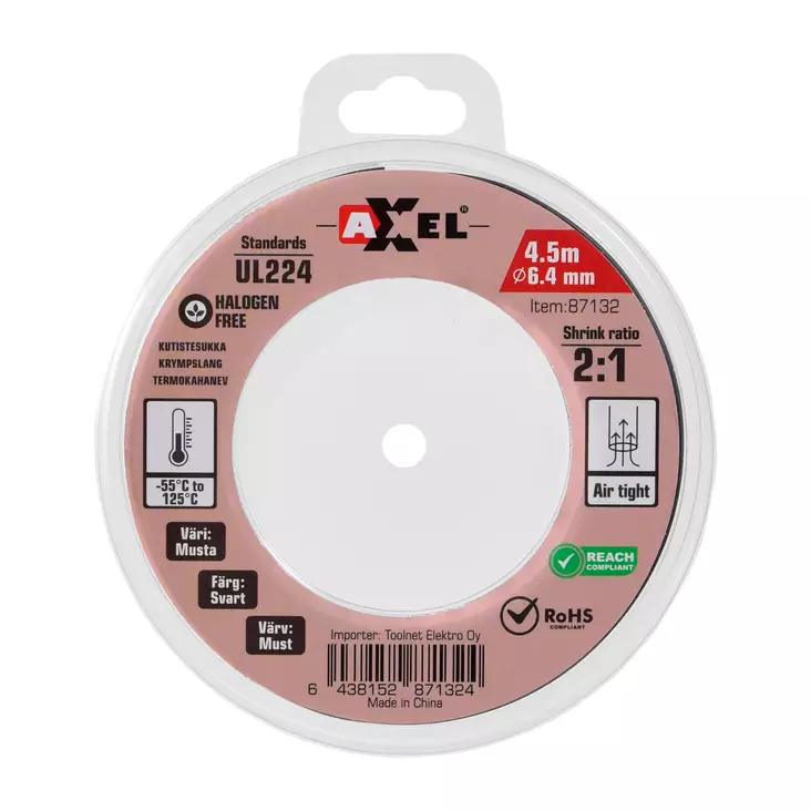 Axxel kutistesukka 4.5 m / 6.4 mm / 2:1 - Kutistesukat - 87132 - 1