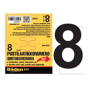Tarranumero 8, 50mm - Självhäftande siffror och bokstäver - 8892 - 1