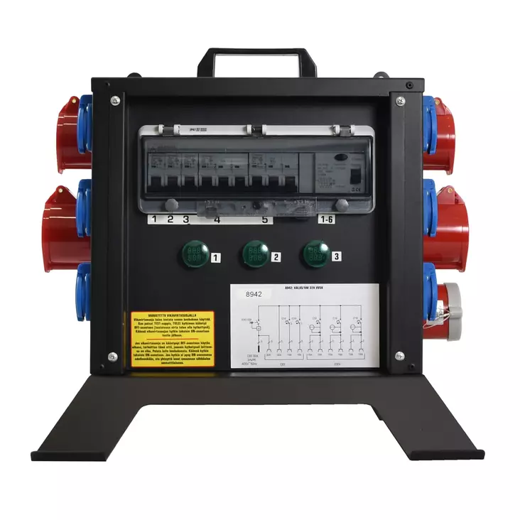 Distribution box 32A with 3x meter - 32 A byggcentraler - 8942 - 1