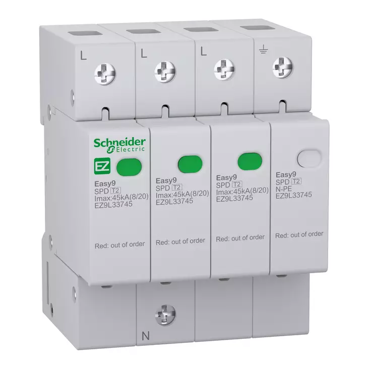 Easy9 SPD T2 3P-N 45kA 400V Ylijännitesu - Ryhmäkeskukset ja tarvikkeet - 78503 - 1
