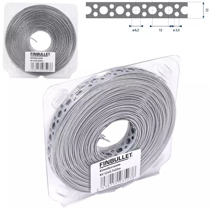 STEEL STRAP 12MMx0,7MMx10 METER PERFORATED - Allroundbands - 3523 - 1