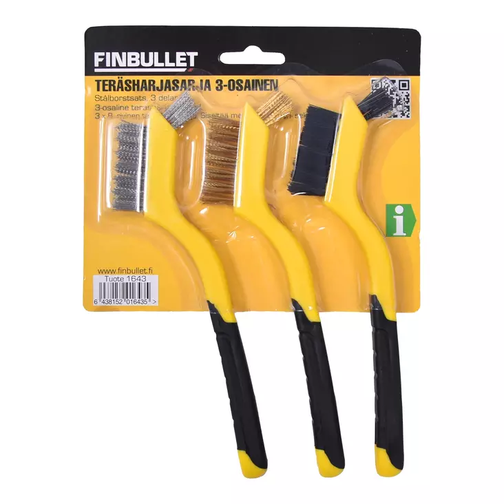 Finbullet Teräsharjasarja 3-os 3x8 riviä - Käsiteräsharjat - 1643 - 1