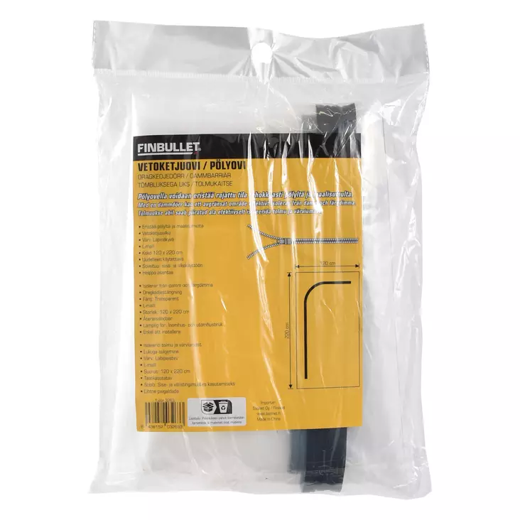 Dragkedjedörr L-type 1.2 x 2.2 m - Dammskydd för dörröppningar - 3263 - 1