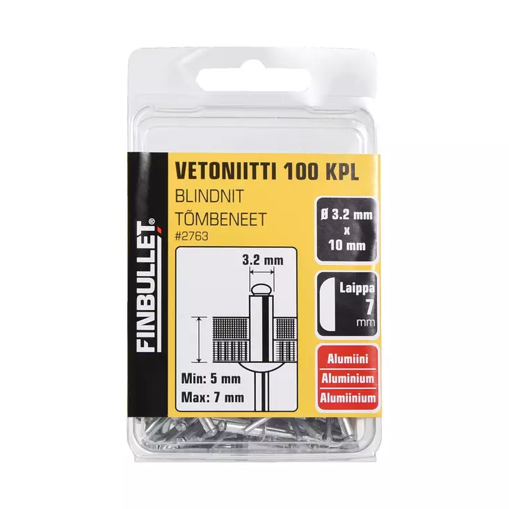 Alum blind rivet 3,2*12 mm 100 pcs D/B - Popnittänger och popnitar - 2763 - 1
