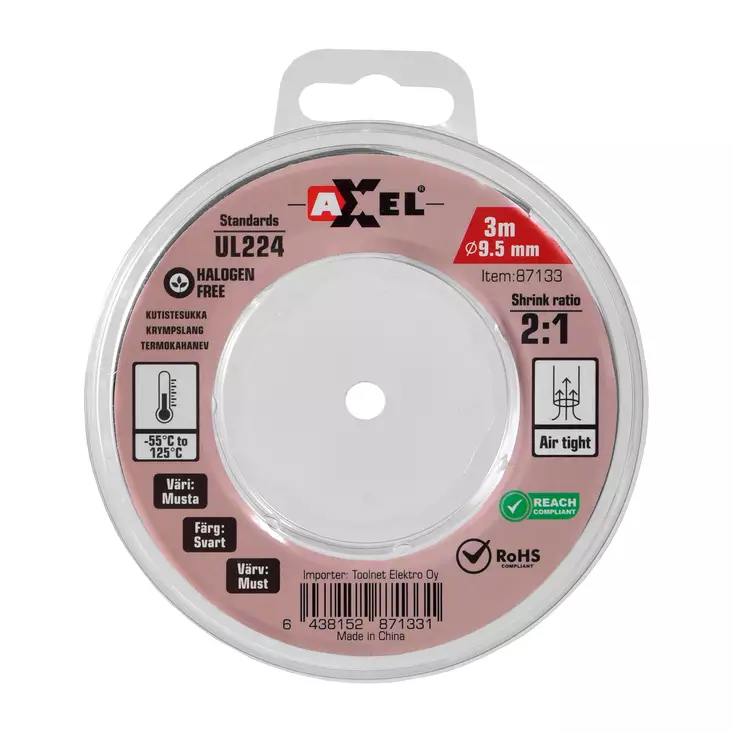 Axxel kutistesukka 3 m / 9.5 mm / 2:1 - Kutistesukat - 87133 - 1
