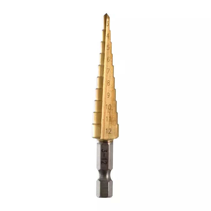 Askelpora 3-12mm HSS M35 Tin Mittasyvyys - Sänkningsborrar - 1744 - 1