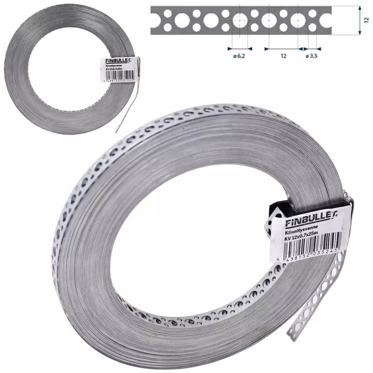 STEEL STRAP 12MMx0,7MMx25METER PERFORATED - Allroundbands - 3524 - 1