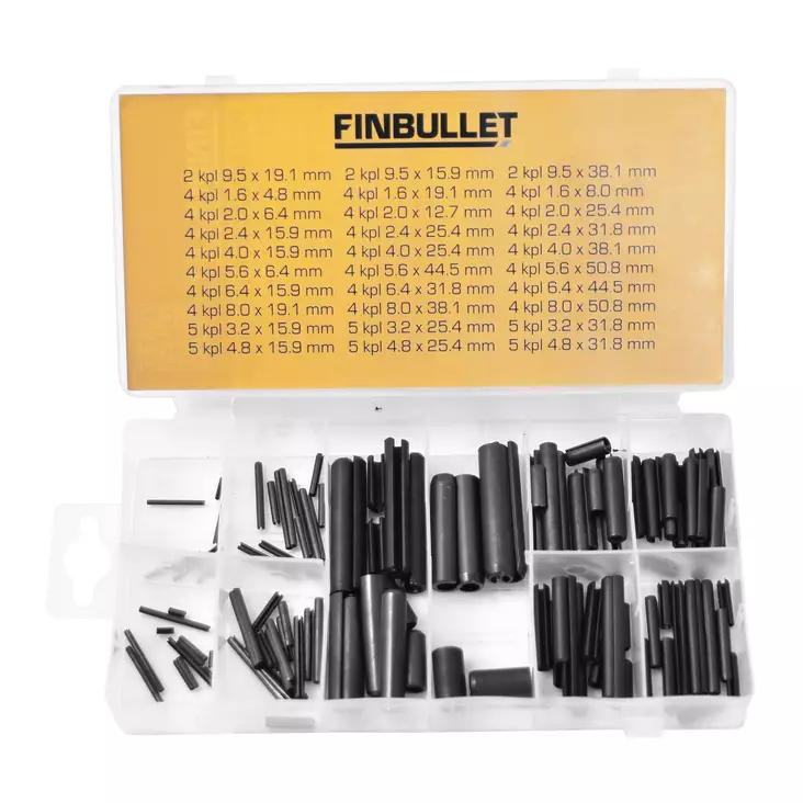 Roll pin assortment 120 pcs - Sokka-, jousi- ja O-rengaslajitelmat - 2484 - 1