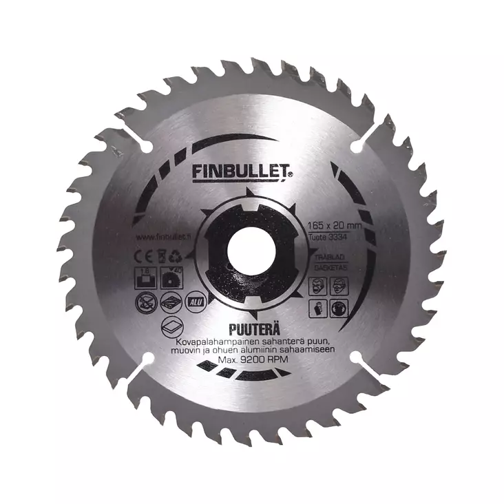 Finbullet Pyörösahanterä 165 mm 40T - Sirkkelinterät - 3334 - 1