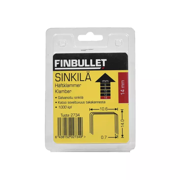 Staple A3 Series 14 mm x 1000pcs 10.6 x 0.7 x 14 mm - Niitit - 2734 - 1