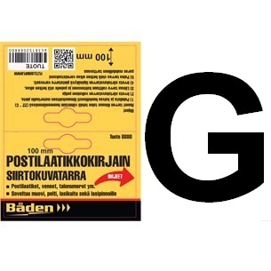 Tarrakirjain G, 100mm - Självhäftande siffror och bokstäver - 8844 - 1