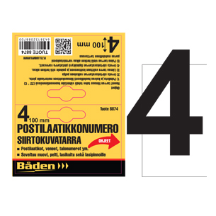 Självhäftande nummer 4, 100 m - Självhäftande siffror och bokstäver - 8874 - 1