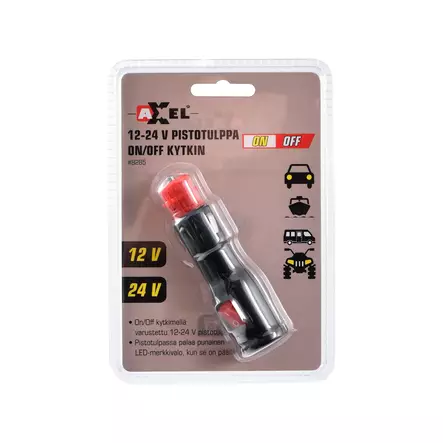 Axxel 12–24 V pistotulppa On/Off-kytkimellä - Pistotulpat - 8285 - 2