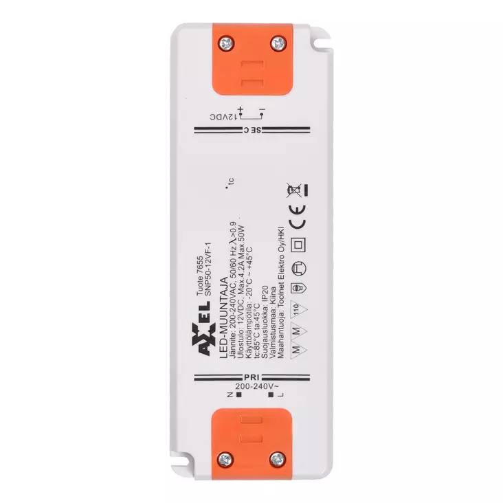 AXXEL LED muuntaja 12VDC 220-240V 50W - LED-muuntajat - 7655 - 1