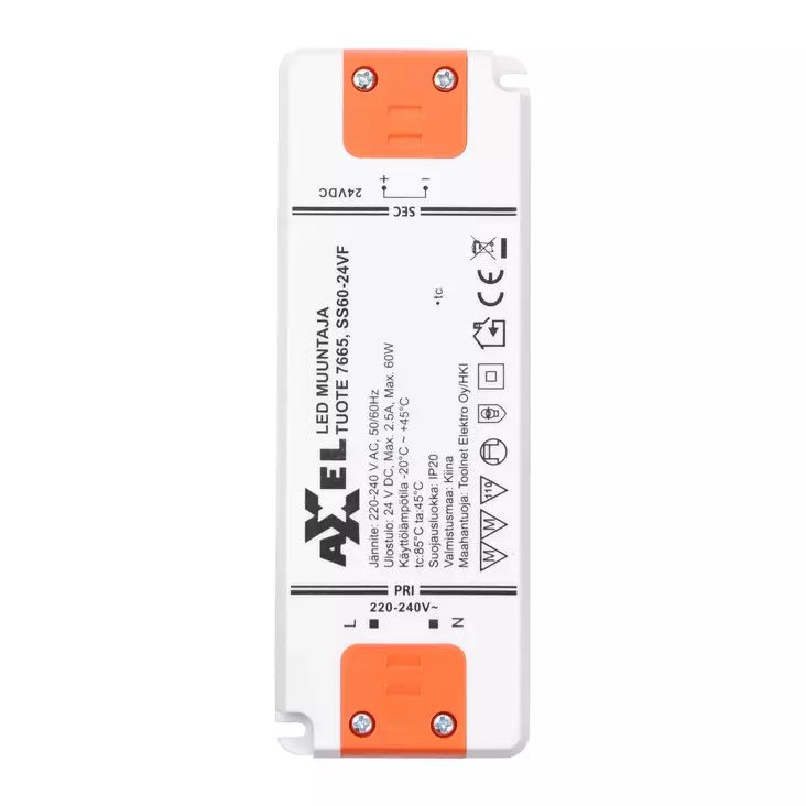 AXXEL LED muuntaja 24VDC 220-240V 60W - LED-muuntajat - 7665 - 1