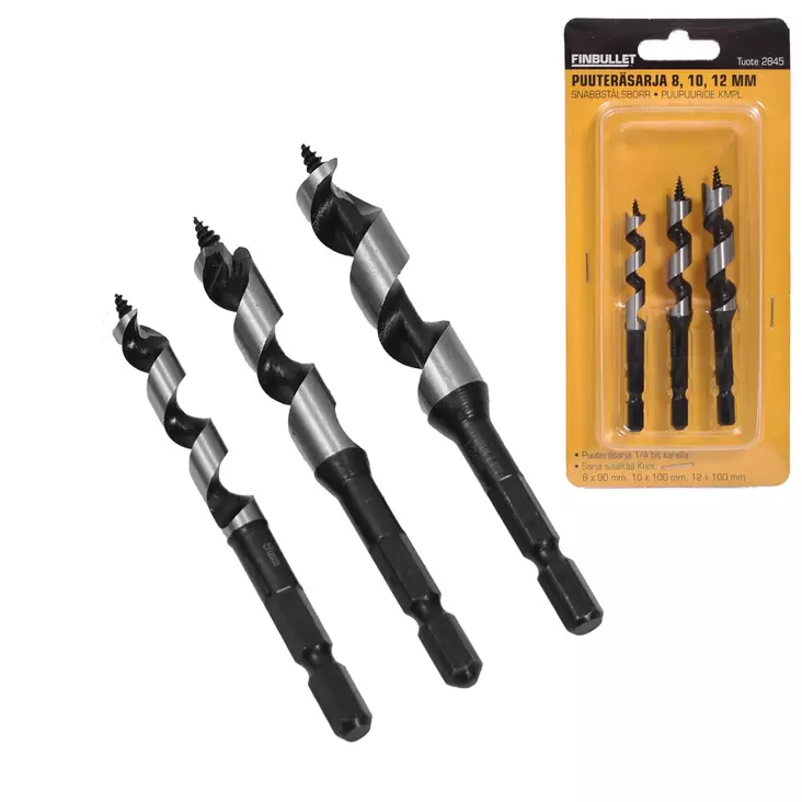 Finbullet Bit-konepuuporasarja 8-12 mm 3-os - Puuterät - 2845 - 1