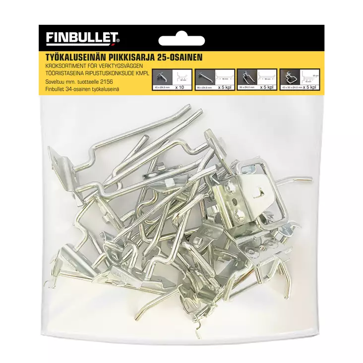 Hook set for begboard 25 pcs - Koukut, telineet ja kannattimet - 2165 - 2