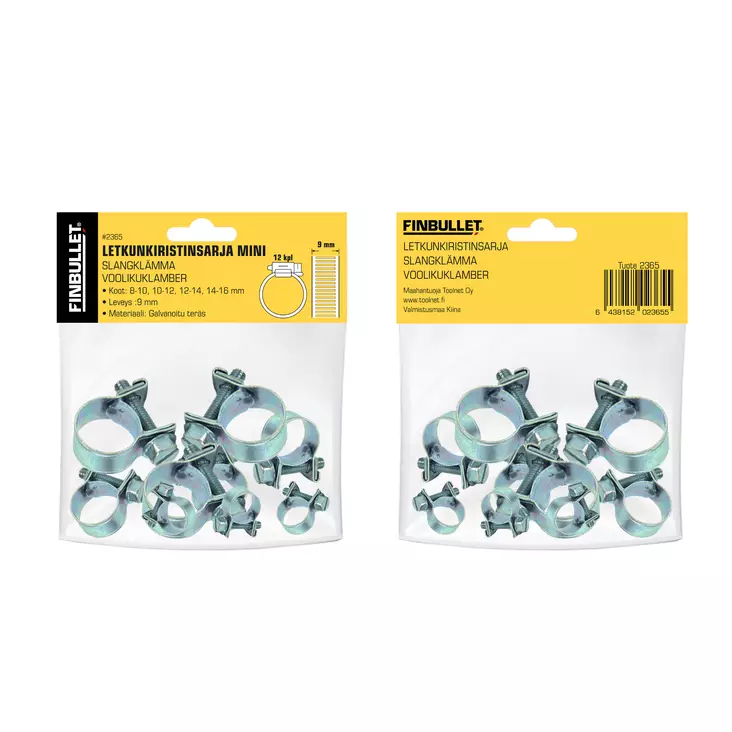 Letkusidesarja mini 12kpl 8-16mm 8-10,10 - Slangklämmor - 2365 - 1