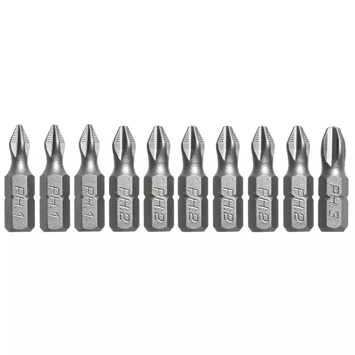 Krysspårbitssats 10 st. 25 mm PH1 x3 st. PH2 x6 st. PH3 x1 st. - Bits - 1176 - 1