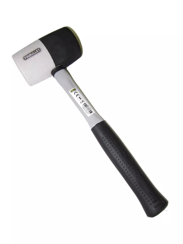 Rubber hammer 24 oz black/white with polypro/ fiberglass handle - Vasarat - 1436 - 1