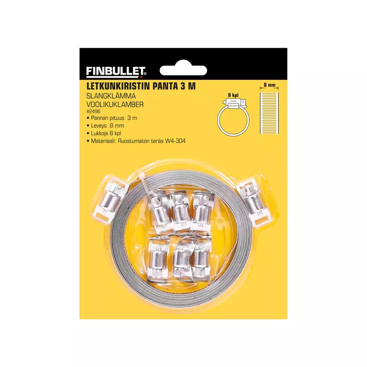 Finbullet Letkunkiristinsarja 3m x 8mm - Letkunkiristimet - 2496 - 1