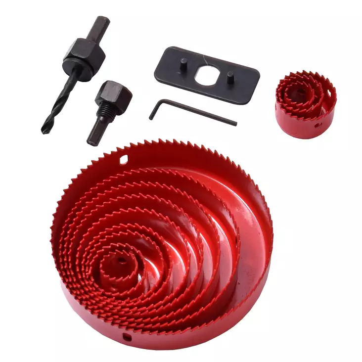 Hole saw set yellow 17 pcs 19-127 mm - Reikäsahat ja reikäsahasarjat - 1506 - 1