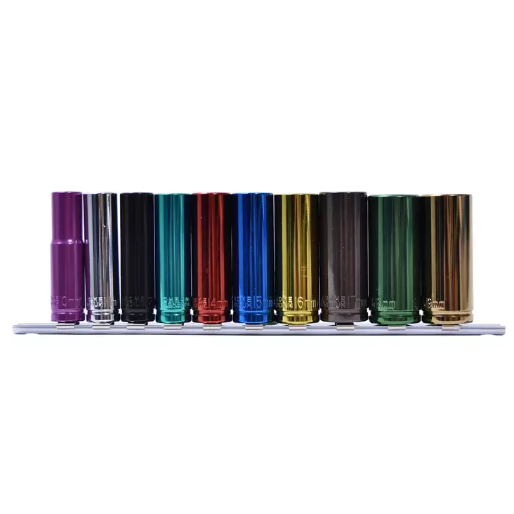 10PCS Colour deep socket 10-19mm 3/8'' - Hylsyt - 2986 - 1
