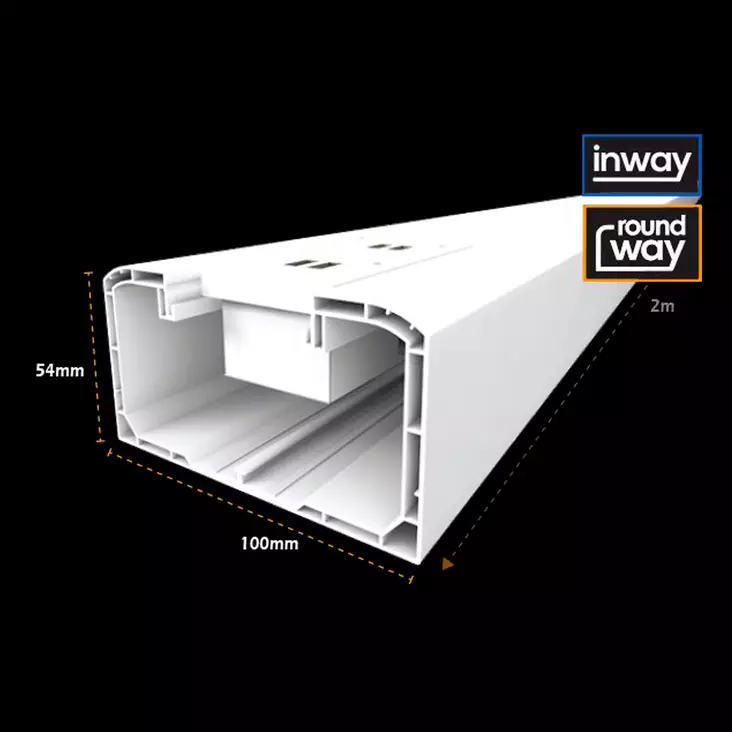 Johtokanava 100x54 mm valkoinen 2 m kannellinen PVC - Johtokanavat ja kaapelikourut - 8386 - 1