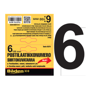 Sjävhäftande nummer 6, 100 m - Självhäftande siffror och bokstäver - 8876 - 1