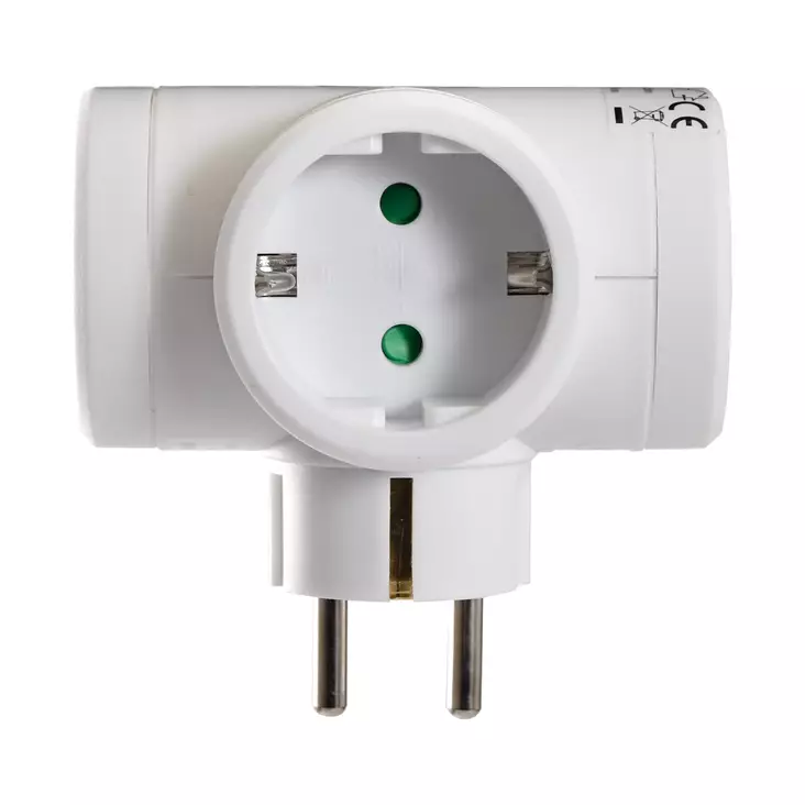 LEGRAND MULTI-SOCKET PLUG 2POLES+E 3 SIDE OUTLET WHITE - Pistotulpat - 7907 - 1