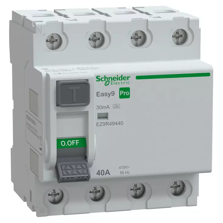 Easy9 RCCB 4P 40A 30mA Schneider Electri - Ryhmäkeskukset ja tarvikkeet - 7857 - 1