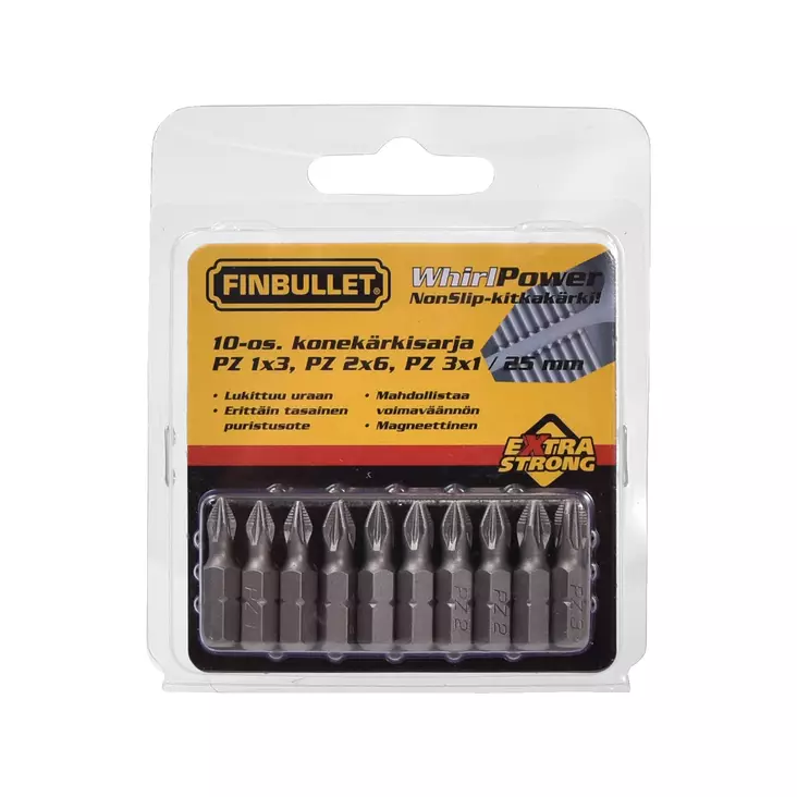 Krysspårbitssats RCS 25 mm 10 st. PZ1X3,PZ2X6,PZ3X1 - Bits - 1177 - 1